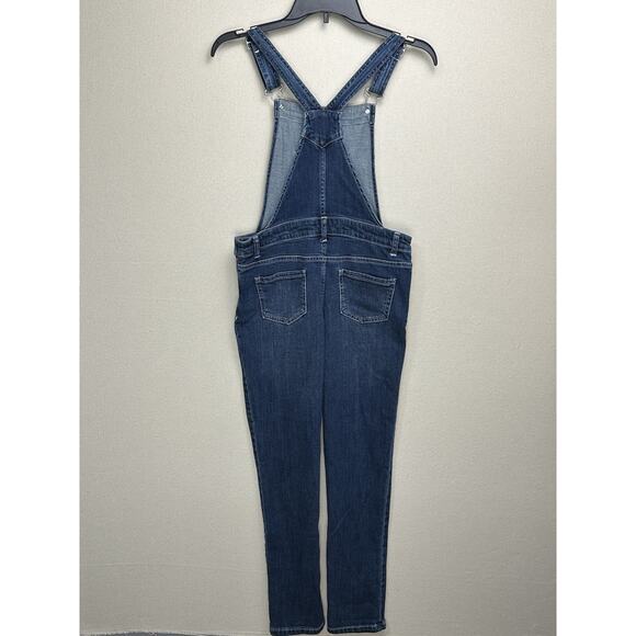 Cat & Jack Girls Distressed Blue Stretch Denim Bib Overalls Large 10-12 Unicorn - Picture 10 of 16